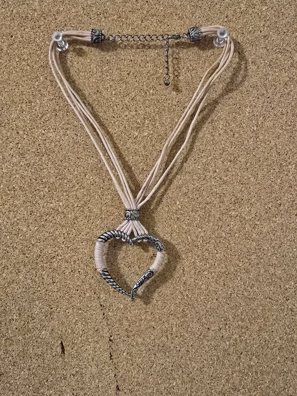 Pink Boho-Chic Rope Heart Pendant - Picture 3 of 3